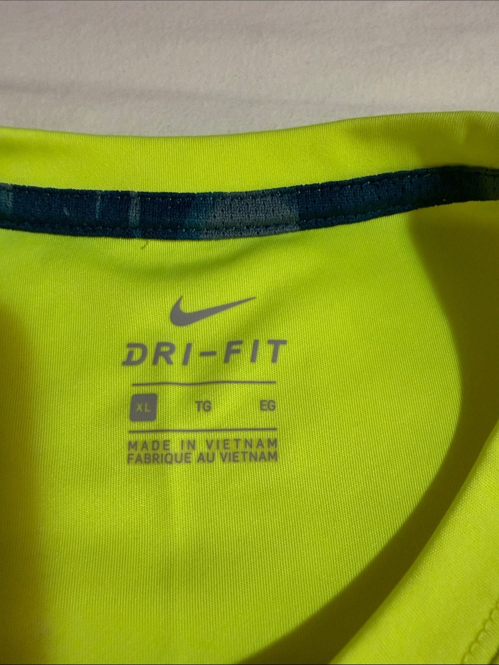 Nike Long Sleeve Dri-FIT Performance Shirt - Neon Yellow with Navy Accents - Picture 2 of 5